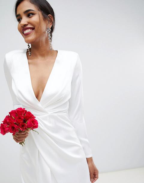 satin wrap wedding dress