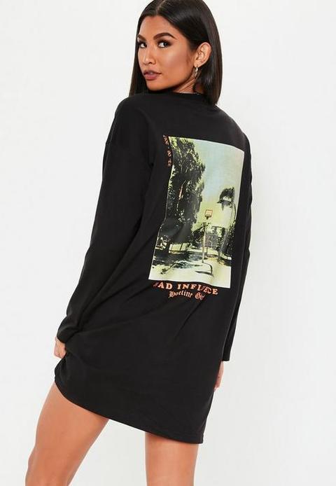 Black Bad Influence Oversized Mini Dress, Black