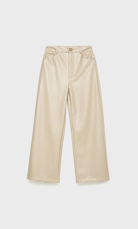 Pantalón Culotte Efecto Piel