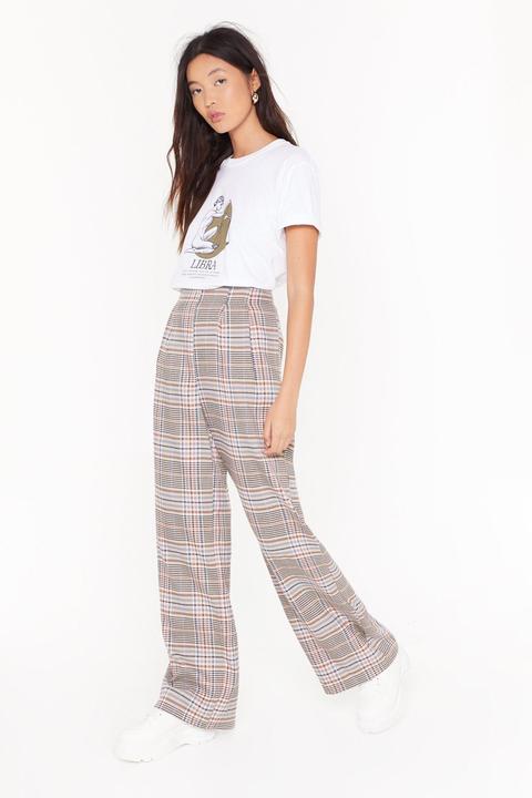 Womens Check Wide Leg Suit Trousers