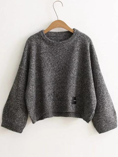 Maglione Spalle Cascanti Con Patch - Grigio Scuro