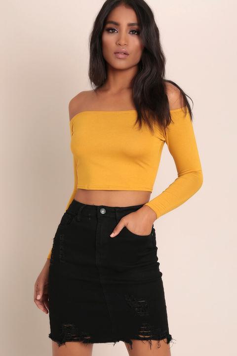 Black High Waisted Distressed Denim Skirt