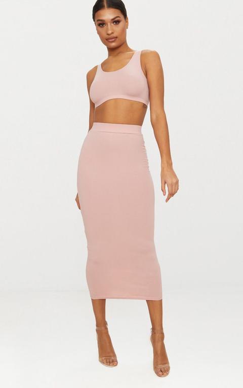 Rose Second Skin Scoop Neck Crop Top, Pink