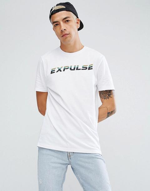 Asos - T-shirt Lunga Con Scritta Arcobaleno Stampata - Bianco