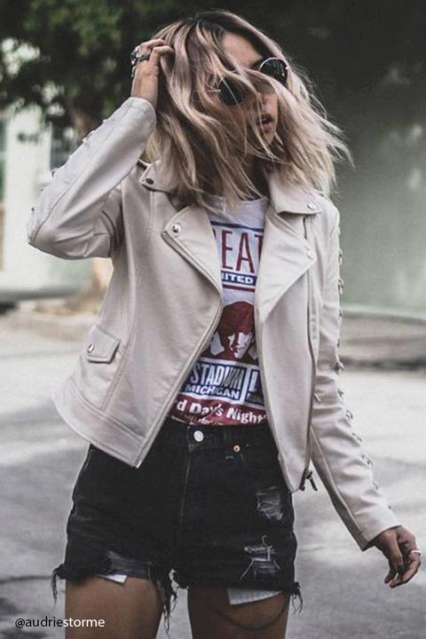 Laced Faux Leather Moto Jacket