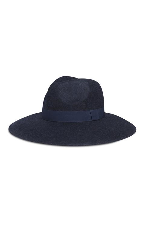 Sombrero Fedora Ancho Azul Marino