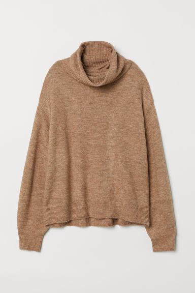 H & M - Jersey De Cuello Alto De Punto - Beis