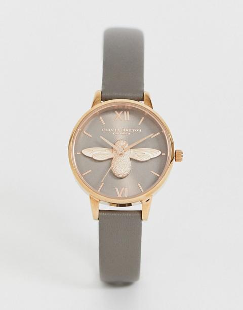Reloj Con Correa De Cuero Ob16am148 Bee De Olivia Burton
