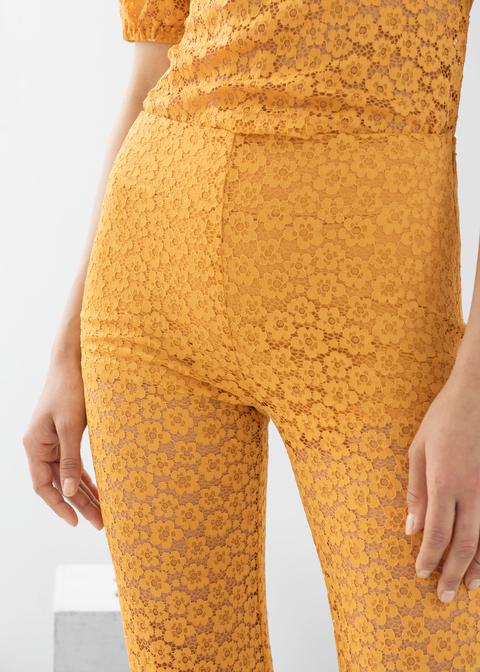 Floral Lace Flared Trousers