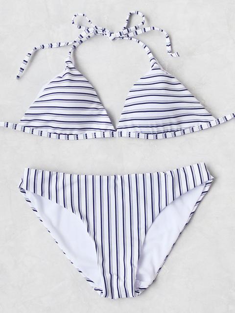 Striped Print Triangle Bikini Set