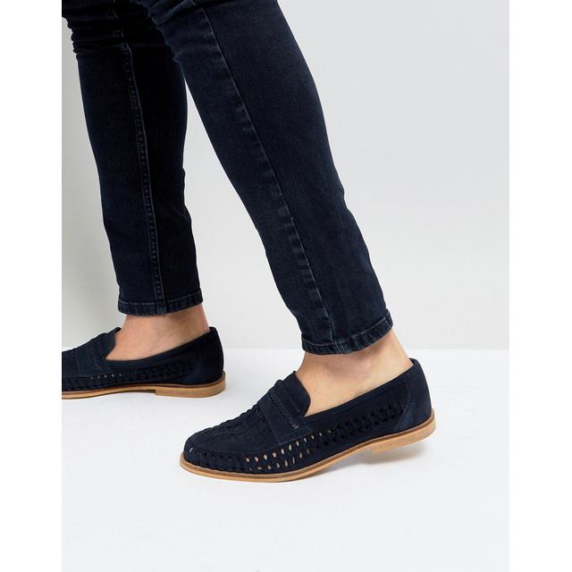Silver Street Woven Loafers In Navy 