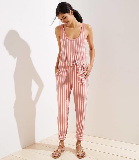 loft striped jumpsuit