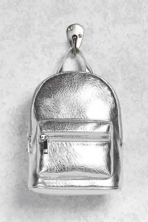 Metallic Faux Leather Backpack