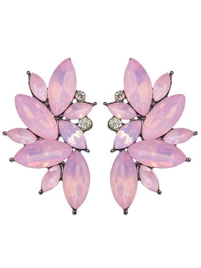 Orecchini Di Fiori Con Strass - Rosa