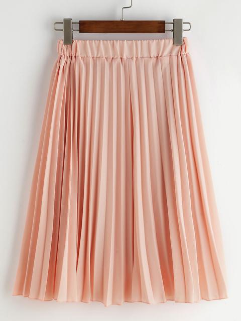 Pink Pleated Midi Skirt