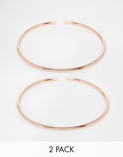 Asos - Confezione Da 2 Bracciali Rigidi E Sottili - Rame