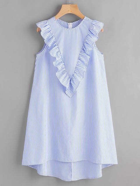 Vestido De Rayas Con Volantes De Canesú