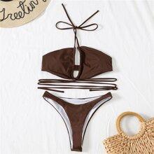 Bañador Bikini Cortado Alto Halter Cruzado