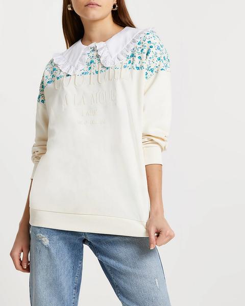 Cream Ri Couture Floral Block Sweatshirt