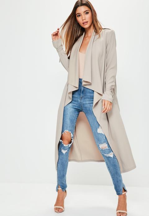 Tall Nude Waterfall Lace Up Jacket