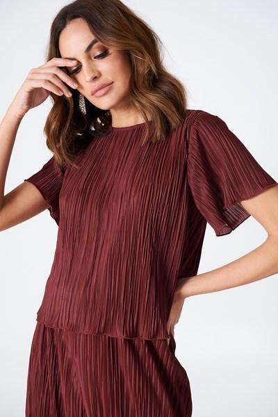 Hannalicious X Na-kd Pleated Top - Red