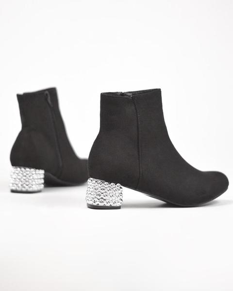 Ruth - Metallic Heel Ankle Boots In Black