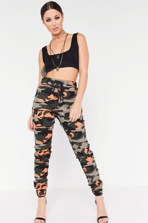 Danielle Orange Camo Print Joggers