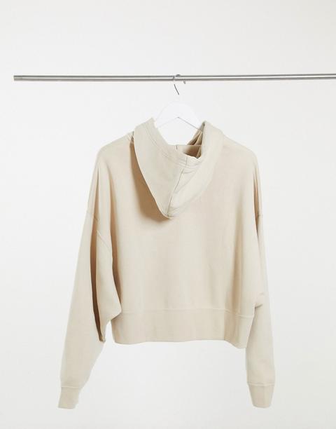 Nike Mini Swoosh Oversized Cropped Zip Through Hoodie In Oatmeal