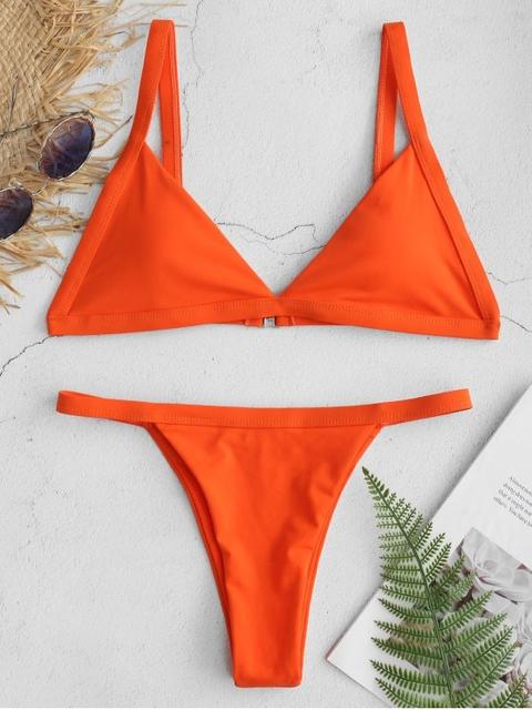 Zaful Plunge String Bikini Set