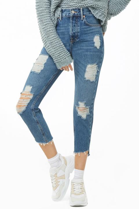 Jeans Mom Effetto Consumato