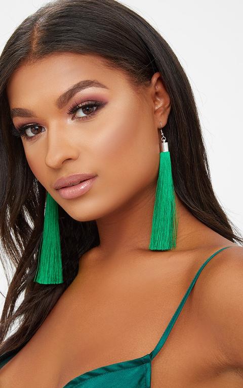Green Long Tassel Earrings