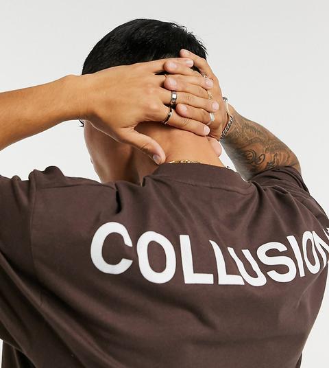 Collusion Oversized T-shirt With Logo Print In Brown