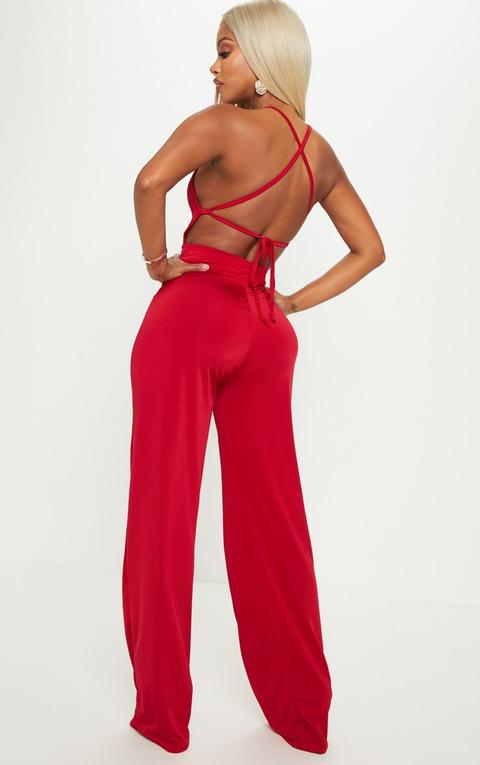 red strappy jumpsuit