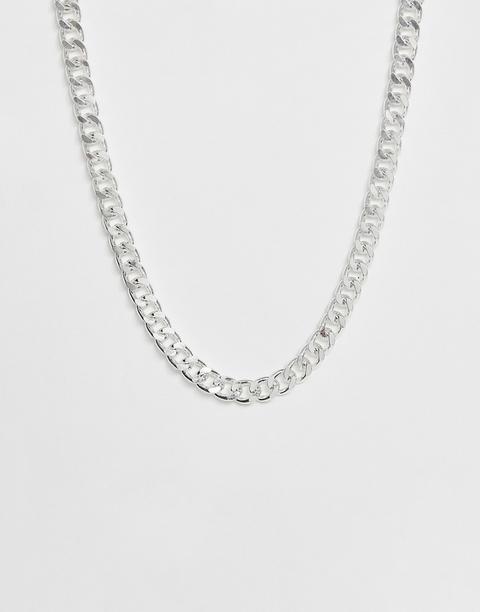 Asos Design Short Chunky Chain In Silver Tone