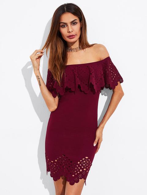 Vestito Con Bordi Smerlati E Cut-out Laser