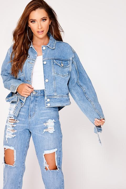 Blue Jackets - Jennee Blue Cut Out Back Detail Denim Jacket