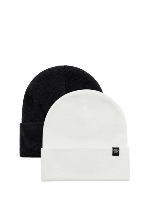 Pack 2 Gorros Punto Negro Y Blanco