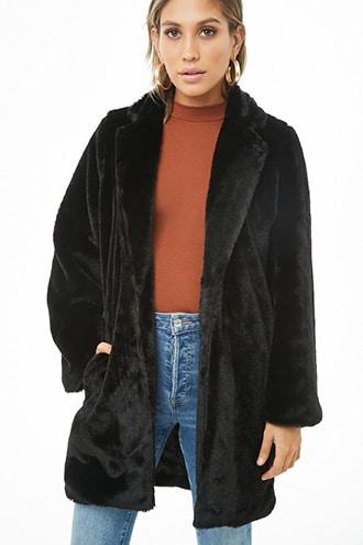 Forever 21 Faux Fur Jacket Black