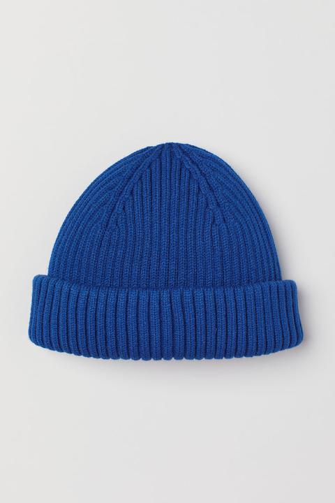 Gorro En Punto De Canalé - Azul