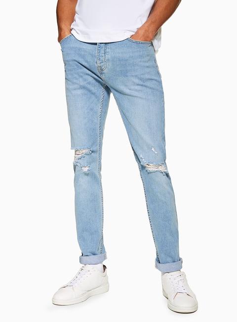 light blue stretch skinny jeans mens