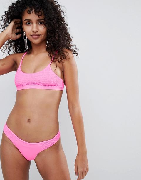 River Island - Slip Bikini Con Arricciature - Rosa