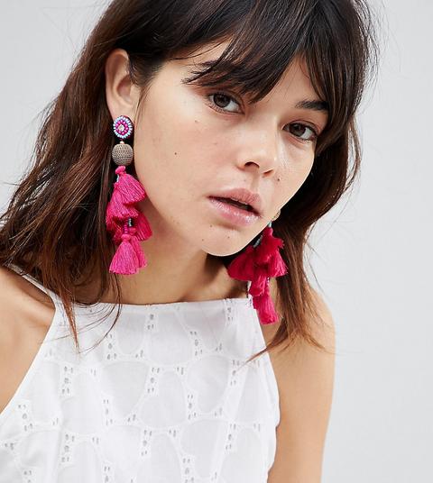 Glamorous - Orecchini Appariscenti Con Nappe Rosa - Rosa