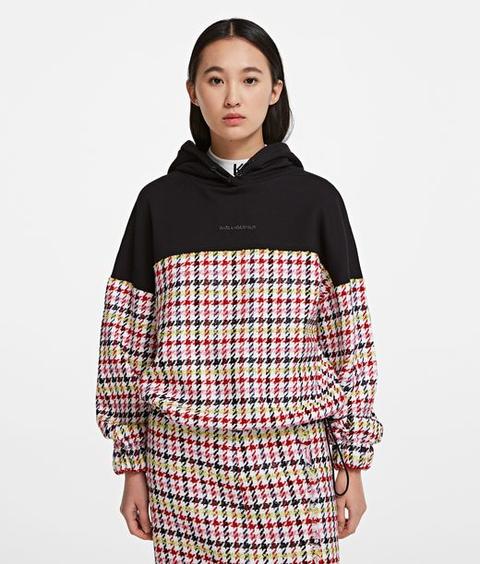 Houndstooth Mixed Hoodie