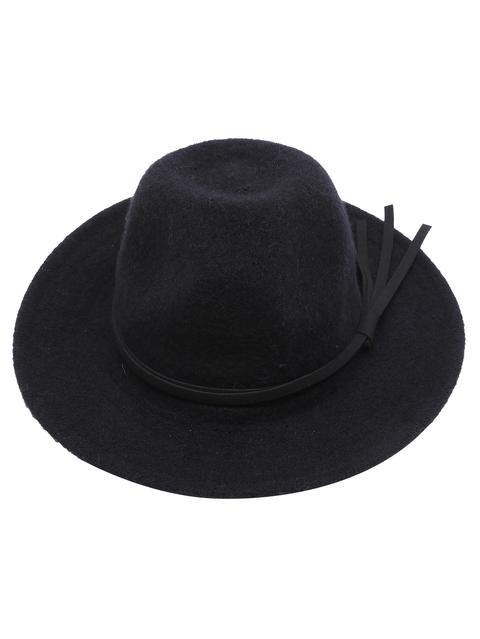 Sombrero Fedora De Cuero Sintético Negro