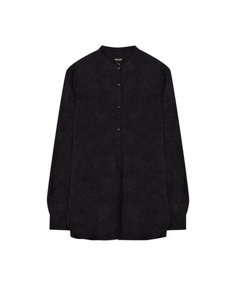 Camicia Nera Collo Alla Coreana