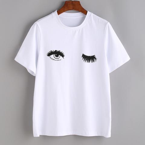 Camiseta Con Estampado De Ojos - Blanco
