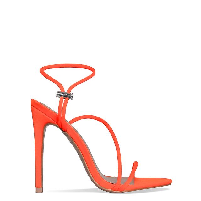 Cherry Neon Orange Strappy Toggle Heels 