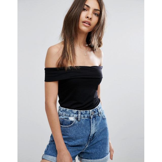 black fitted off the shoulder top