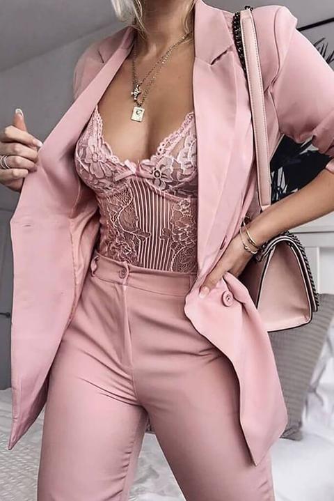 Pink Double Breasted Blazer