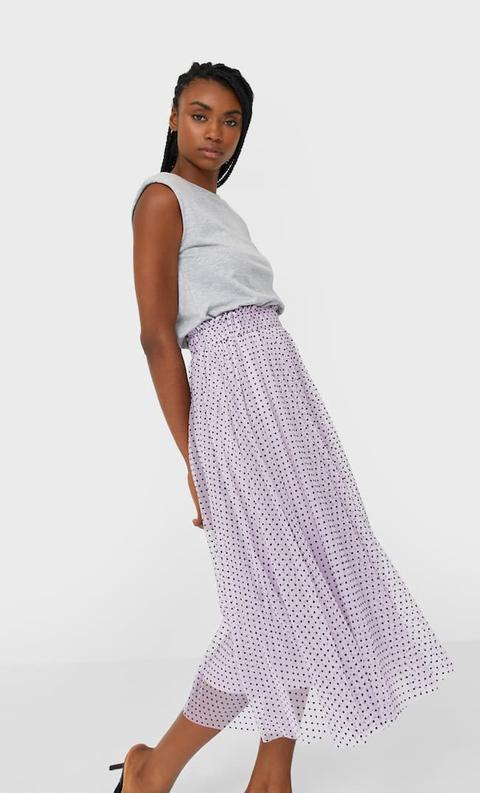 Stradivarius Jupe En Tulle Femme Mauve Xs
